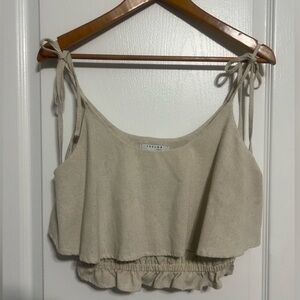 Favlux Fashion Cream Ruffle Hem Women's Crop Top